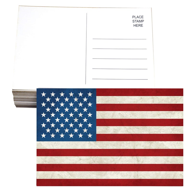 RXBC2011 Patriotic American postcard United States of America flag vintage postcards 4x6 Inch Pack of 50 - Image 1